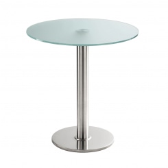 Sitztisch, INOX, Ø 70, Glas satiniert 